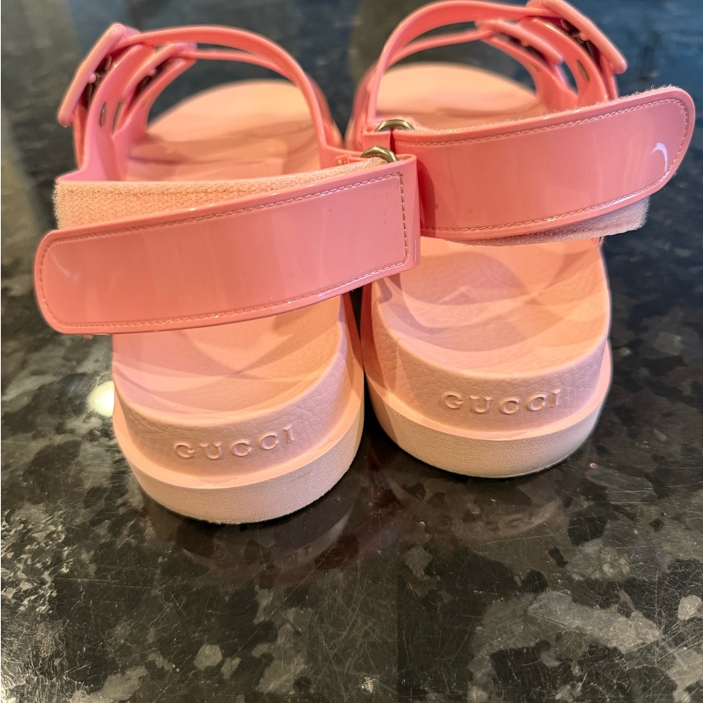 Women’s Pink Buckle Strap Gucci Sandals - Picture 3 of 5